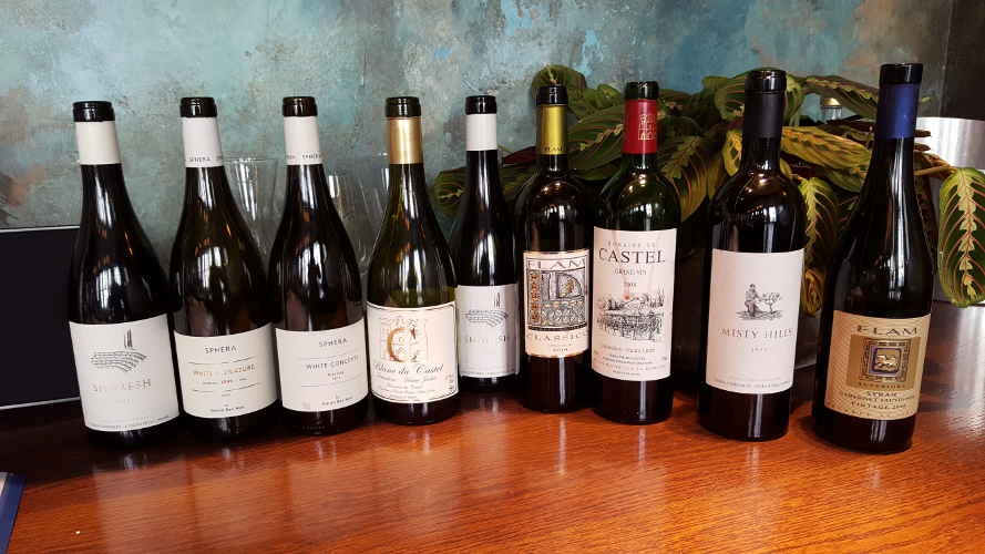 The nine wines from the Judean Hills tasting wine
